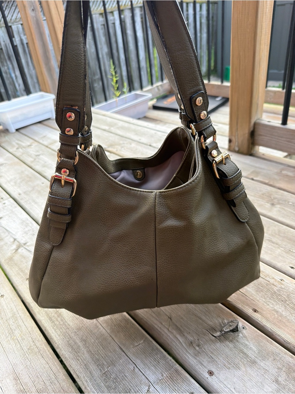 Poppy & Peonies Olive Green Hobo Shoulder Bag - Picture 11 of 16